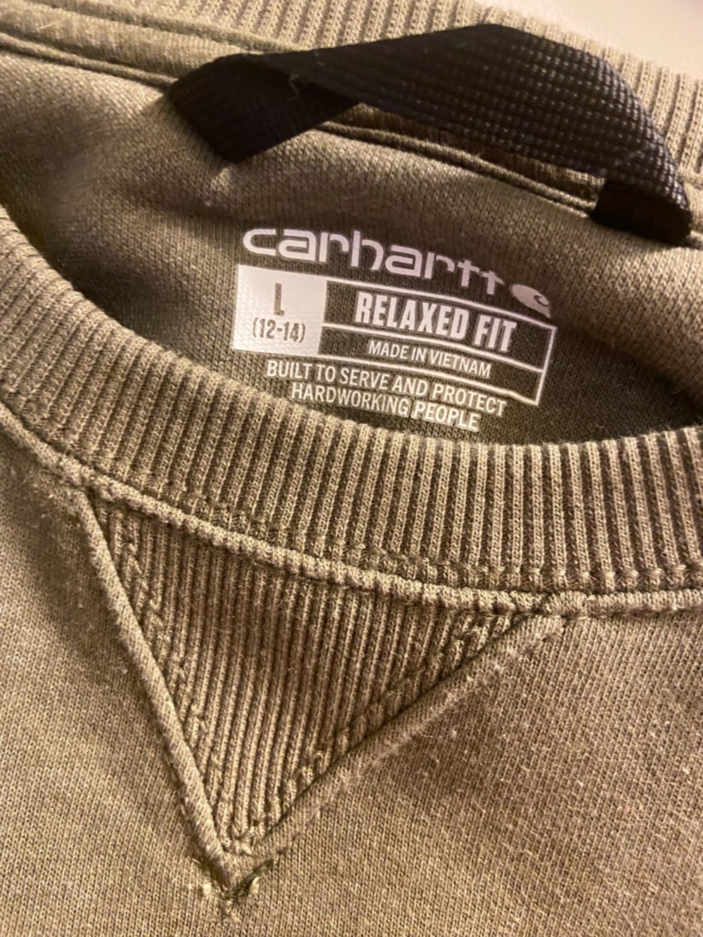 Carhartt Olive Crewneck Sweatshirt with Sleeve Logo - Picture 5 of 7